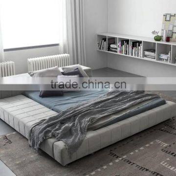 Comfortable popular high headboard fabric simple design bed bedroom suite