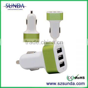 33W 6.6A 3 port usb car charger with smart IC for all phones