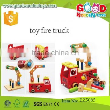 top sale wooden toy fire trucks OEM new design intelligent toy DIY trucks for kids EZ5085