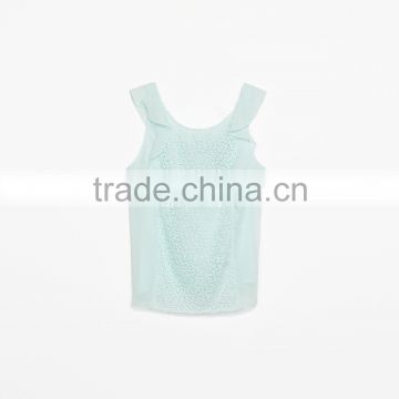 Ladies chiffon sleeveless sheer blouse