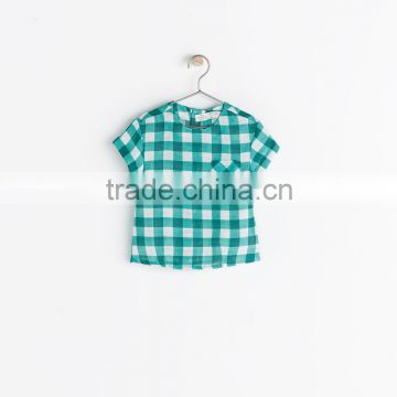 Little girls cotton printed checked blouse