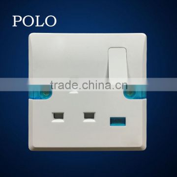 With led indicator 2015 MK South Africa British UK standard 3 pin socket white bakelite 13A wall electric switch socket brand