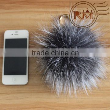 Factory wholesale 14cm fox fur pom pom ball for cellphone