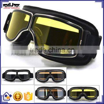 BJ-GT-011 Recommended Adult Black Leather Aviator Motorbike Motocross Eyeglass