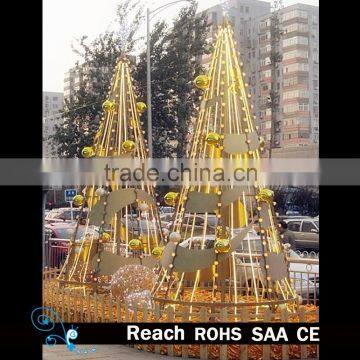 Hot Sale! unique hollow out Christmas Tree with golden balls ornaments for holiday shopping mall decoration