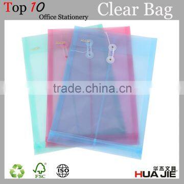 Office A4 FC size clear plastic bag pp file folder document bag with string lock