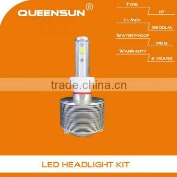 HOT SALE UNIVERSAL 20W 3600 LM H7 led headlight LED chip build-in WITH 2 YEARS WARRANTY