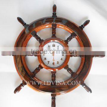 WOODEN NAVAL WHEEL CLOCK