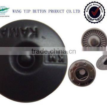 12mm engraved logo blind black metal button