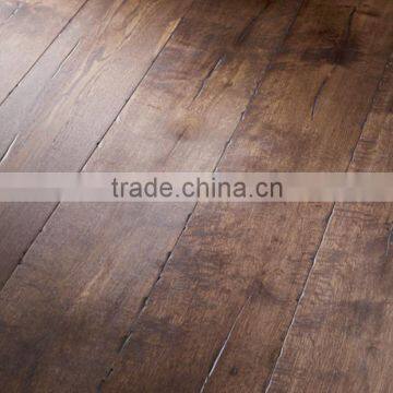 Damaged beveled european oak engineered wood flooring