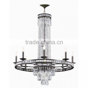 Designer Selected 10 Lights Black Cast Iron Crystal Chandelier for Living Room photo-3