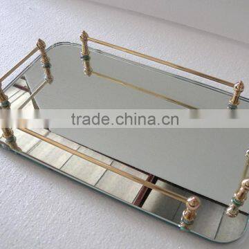 vintage Gold rail 1-tier rectangular Mirror vanity Tray towel tray vanity shelf