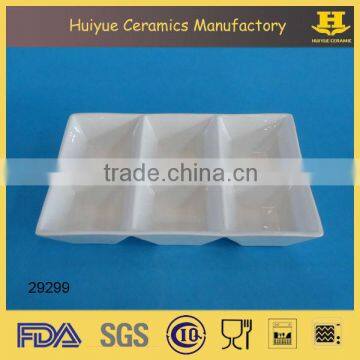 Ceramic plates with 6 compartment, porcelain hotel serving plate