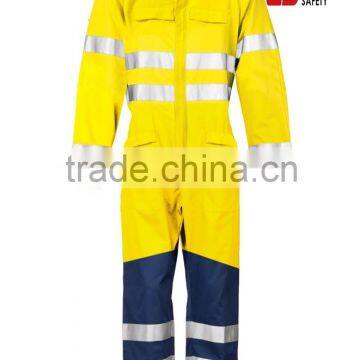 MENS HI VIS WATERPROOF OVERALL HIGH VISIBILITY COVERALL BOILER SUIT CONTRACTOR
