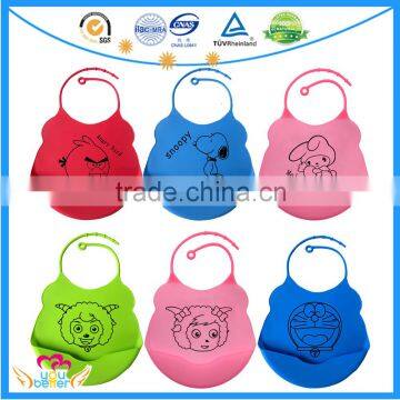 Waterproof Kids Silicone Baby Bib With Food Pocket Wholesale