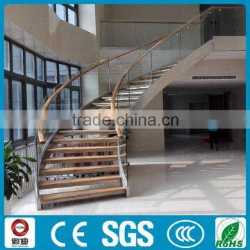 Office Building Commercial Wood Staircase Stainless Steel Framed photo-6