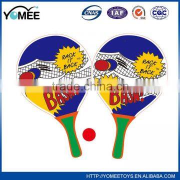 New arrival OEM kid games wooden beach racket with rubber ball