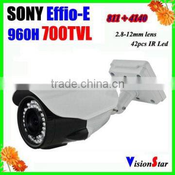 Surveillance video system 2.8-12mm varifocal lens 42pcs ir leds with OSD BNC output 700TVL effio-e CCTV Bullet Camera VisionStar