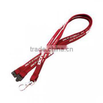 3/4" red lanyard/ white logo silk screen printed lanyards