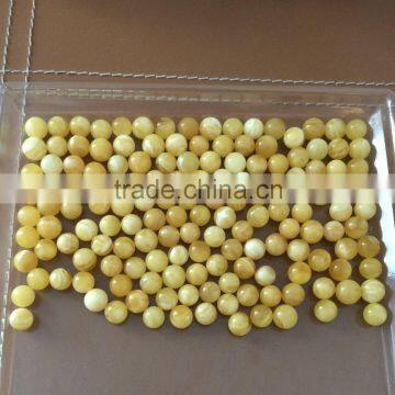 Beeswax amber beads, Natural Baltic Amber beads in loose yellow - white amber ball