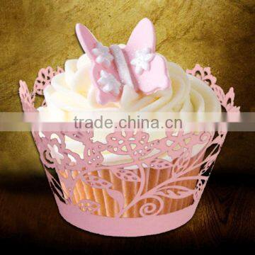 handmade hot sale lace wedding cupcake wrappers customized design
