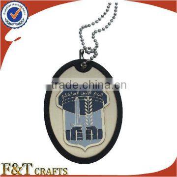 oval engraved sublimation dog tag with black silicone rubber ring for man