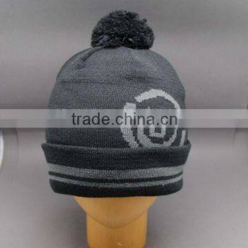 100%ACRYLIC BEANIE HAT WITH POMPOM