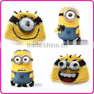 wholesale kids winter caps handmade crochet minion baby beanie hat