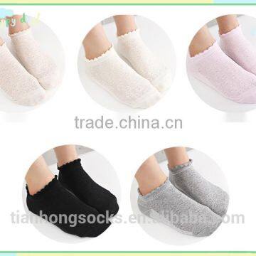 South Korea hot selling spring short tube sweet pure color mesh cotton socks for girls