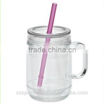 16oz double wall clear glass mason jar with lid and straw for juice