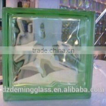 190x190x80mm green side-colored cloudy glass block with CE,ISO certification for palaza,office building and shopping mall