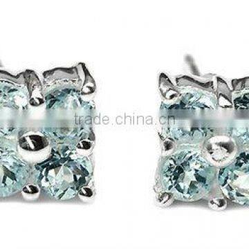 1.20ctw Genuine Blue Topaz Round .925 Sterling Silver Stud Earrings