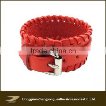 Personalized punk braided red leather charm bracelets for women