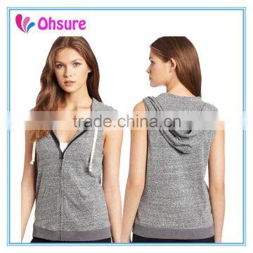 100% cotton sports hoodie sleeveless hoodie womens hoodie singlet