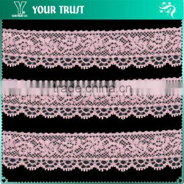 Width 3.0 Centimeter Pink Stretch Tape Trim Spandex Jacquard Elastic Lace