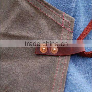 Waxed Canvas Apron With Leather Trim For Work Quality Choice