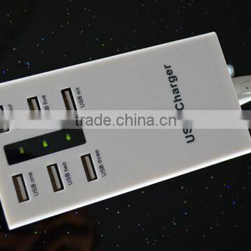 6 port usb charger 5V 8A white power adapter