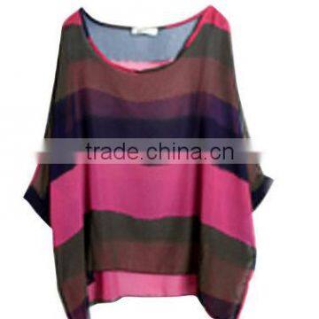 2014 New ladies tops women multi-color split joint plus size blouse