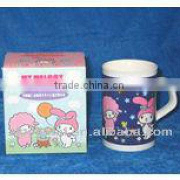 Cartoon Decal Ceramic Coffee Mug with Color Box Packing