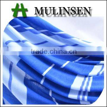 Mulinsen textile stripe patten soft poly spun fabric, blue and white fabric