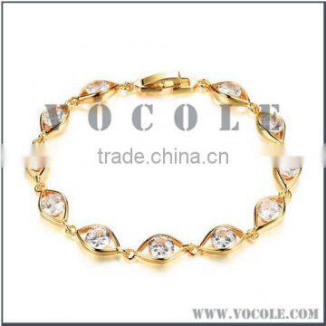 Oval shaped link chain crystal zircons girls 2016 bracelet