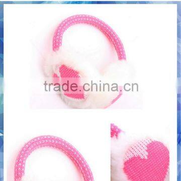 heart knit winter warm earmuffs with fluffy lining