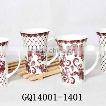 2014 400ml White Bone China Mugs Tall With Handle and Printing Korean Style Good Sale photo-2