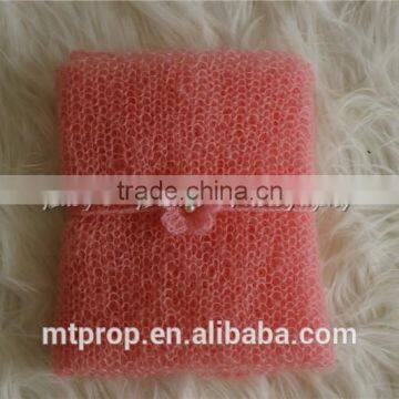 Hand Knitted Mohair Wraps With Headband Full Set Newborn Photography Props Baby Shower Gift