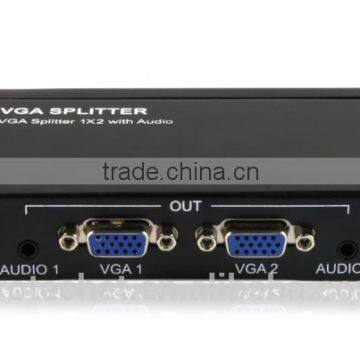 Metal Case 2 Port VGA Splitter 1 In to 2 Out Dual Display Video Amplifier Bandwidth to 500MHz