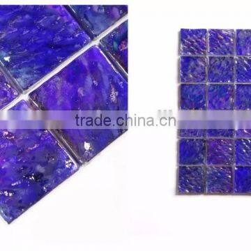 IMARK Iridescent Hot Melt Square Glass Recycle Glass Mosaic Swimming Pool Tile Blue