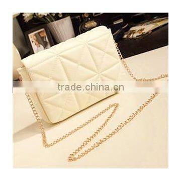 fashion pu leather lady bag with long chain,classic flap lady hangbag