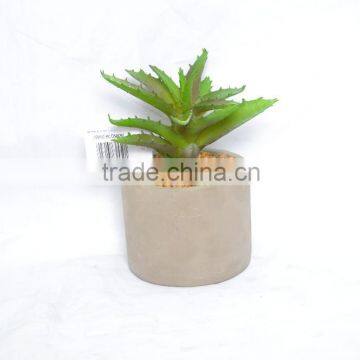 Mixed Green Artificial Succulent Plant In Cement Pot With Stone