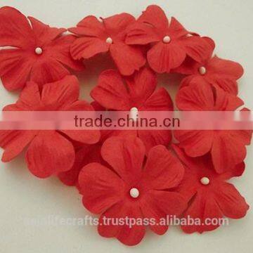 Orange-red Jewels of Spring paper flower 6 pcs / 20 pcs / 50 pcs