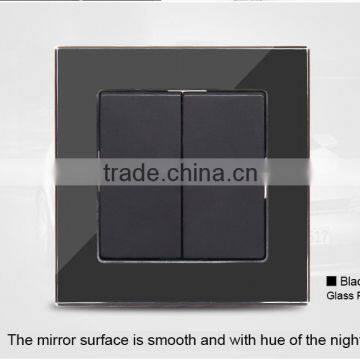 European standard glass acrylic material 2 gang 1 way or 2 way electrical lighting switch